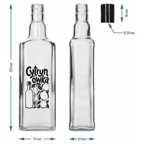 Fľaša Tynktura 500 ml s potlačou „Citrónovka” a so skrutkovacím viečkom - 5