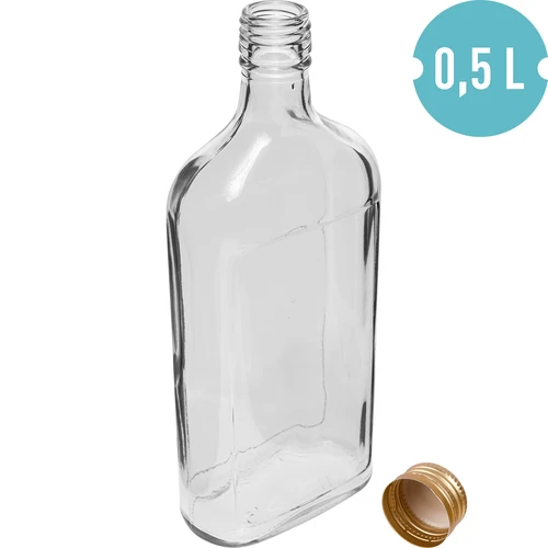 Fľaša typu ploskačka 500 ml so skrutkovacím uzáverom a potlačou „Ovocie“, vzor 2 - 2