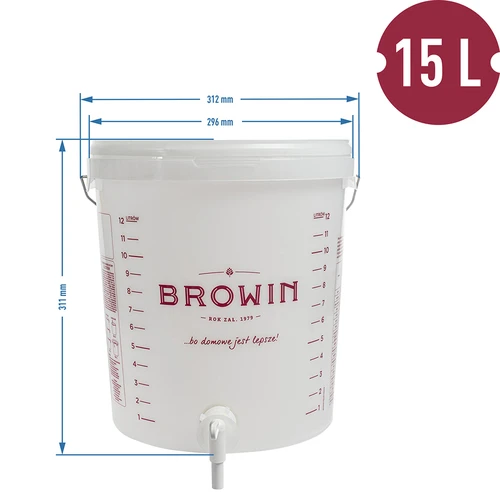 Fermentačná nádoba 15 L s vekom a kohútikom - 12 ['fermentačná nádoba', ' fermentačné vedro', ' fermentačné vedierko', ' fermentačné nádoby', ' fermentačná nádoba na víno', ' fermentačné nádoby na víno', ' biowin fermentačné vedro', ' browin fermentačné vedro']