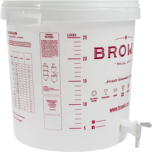 Fermentačná nádoba 30L, v bielej farbe s potlačou, kohútikom a 2 trubičkami - j.EN - 4 ['fermentačná nádoba', ' fermentačné vedro', ' fermentačné vedierko', ' fermentačné nádoby', ' fermentačná nádoba na víno', ' fermentačné nádoby na víno', ' biowin fermentačné vedro', ' browin fermentačné vedro', ' fermentačné trubičky', ' fermentačná trubička', ' trubička na víno', ' tichá trubička', ' trubička MAXI', ' vinárske príslušenstvo', ' horizontálna trubička', ' trubička na fermentáciu', ' súprava na fermentáciu vína a piva', ' kvasenie', ' nádoba na 30 litrov', ' fermentačná nádoba s kohútikom', ' vedro s kohútikom']