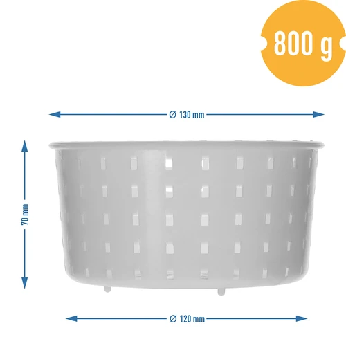 Forma syrárska okrúhla Ø 13 x 7 cm na 800 g - 7 ['forma syrárska', ' forma valec', ' syr', ' domáci syr', ' formovanie syra', ' domáci syr', ' forma syrárska', ' formička na syr', ' syrárstvo', ' ako vyrobiť syr', ' na syr', ' syr s syridlom']