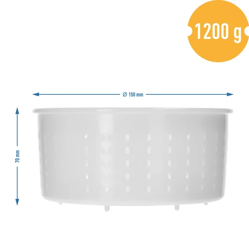Forma syrárska okrúhla Ø15 x 7cm na 1200 g - 7 ['forma syrárska', ' forma valec', ' syr', ' domáci syr', ' formovanie syra', ' domáci syr', ' forma syrárska', ' forma na syr', ' syrárstvo', ' ako vyrobiť syr', ' na syr', ' syr s syridlom']