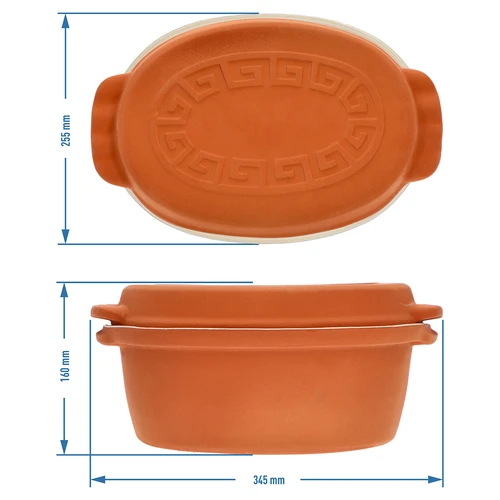 Glazovaný rímsky hrniec 4,5 L (meandry) - 9 ['rímsky hrniec', ' pečenie bez tuku', ' varenie v pare', ' zdravé varenie', ' na mäso', ' na pečenie mäsa', ' na chlieb', ' na ryby', ' pre vegetariánov', ' jedlá z jedného hrnca', ' jedlá pre deti', ' diétne jedlá', ' na pečenie chleba', ' rímsky hrniec smaltovaný', ' rímsky hrniec potiahnutý', ' rímsky hrniec glazovaný', ' hrniec z hliny', ' rímska nádoba', ' rímska forma', ' hlinený hrniec', ' rímsky hrniec s pokrievkou', ' nádoba s pokrievkou', ' nápad na darček']