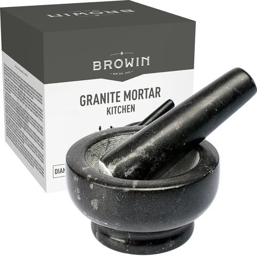 Granitový kuchynský mažiar - 10cm - 8 ['granitový mažiar', ' mažiar s tĺčikom', ' kamenný mažiar', ' mažiar z kameňa', ' kuchynský mažiar', ' mažiar na bylinky']