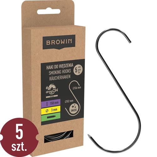 Háčiky na údenie – S, brúsené 3 mm x 150 mm, 5 ks