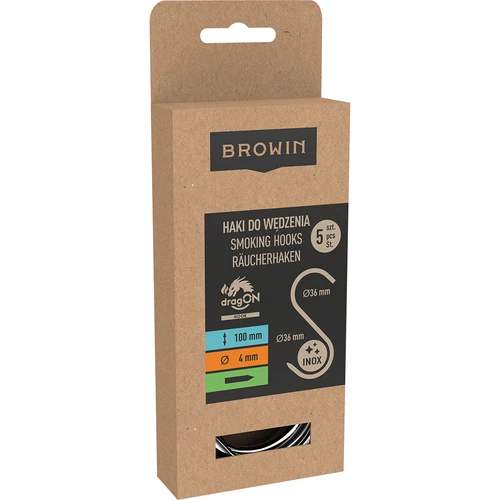 Háčiky na údenie – S-háčiky, ostrené, 4 mm × 100 mm, 5 ks - 5