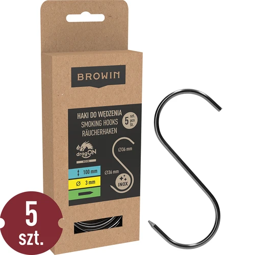 Háčiky na údenie – S, ostrené, 3 mm × 100 mm, 5 ks