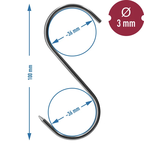 Háčiky na údenie - S, ostrené, 3mm x 100mm 5 ks. - 6 ['háčik na údenie', ' háčik na údenie mäsa', ' háčik na údenie údenín', ' háčik na údeniny', ' údiace háčiky', ' nerezové háčiky', ' údiace háčiky S', ' sada háčikov', ' háčiky do údiarne', ' háčiky na sušenie údenín', ' háčiky na syry', ' klasické háčiky']