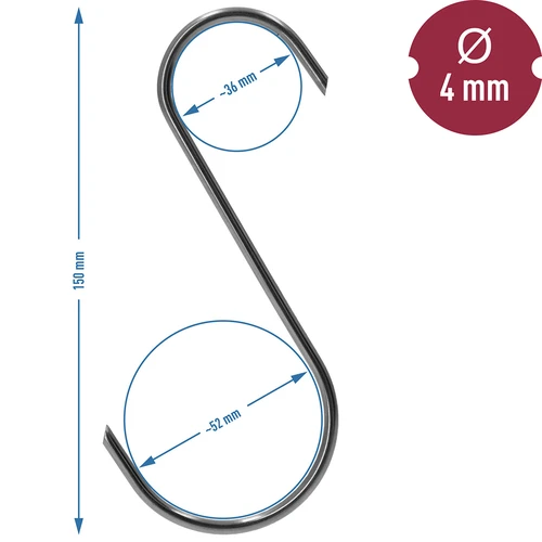Háčiky na údenie - S, rezané 45° 4mm x 150mm 5 ks. - 7 ['háčik na údenie', ' háčik na údenie mäsa', ' háčik na údenie údenín', ' háčik na údeniny', ' údiarenské háčiky', ' nerezové háčiky', ' údiarenské háčiky S', ' sada háčikov', ' háčiky do údiarne', ' háčiky na sušenie údenín', ' háčiky na syry', ' klasické háčiky', ' háčiky so skosenými koncami']