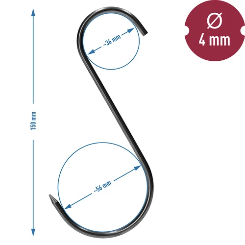 Háky na údenie – S, naostrené 4 mm x 150 mm, 15 ks - 6