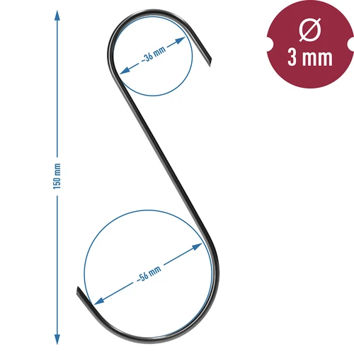Háky na údenie – S, rezané pod 45°, 3 mm x 150 mm, 5 ks. - 6