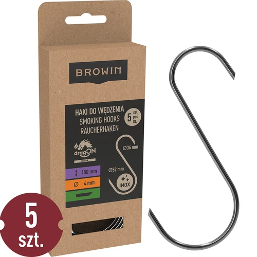 Háky na údenie – S, so skosenými koncami 45°, 4 mm x 150 mm, 5 ks