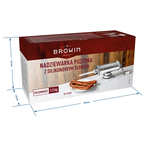 Horizontálna plnička 1,5 kg so silikónovým piestom - 11 ['na plnenie klobás', ' na domáce klobásy', ' striekačka', ' gastronomická plnička', ' mäsiarsky nástroj', ' plnička klobás', ' plnička údenín', ' horizontálna plnička']