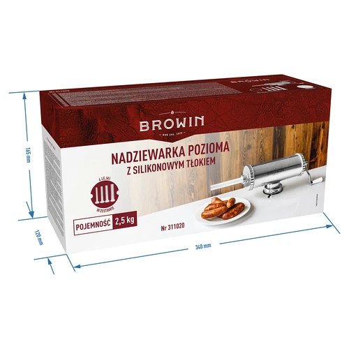 Horizontálna plnička 2,5 kg so silikónovým piestom - 11 ['plnička na údeniny', ' plnička na klobásy', ' plnička na údeniny', ' horizontálna plnička', ' striekačka na klobásy', ' striekačka na mäso', ' domáca plnička', ' gastronomická plnička', ' mäsiarsky nástroj', ' plnička na klobásy', ' údenárska plnička', ' horizontálna plnička']