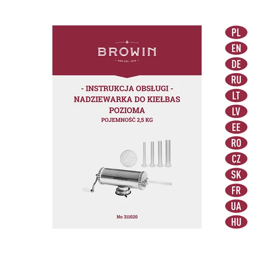 Horizontálna plnička 2,5 kg so silikónovým piestom - 9 ['plnička na údeniny', ' plnička na klobásy', ' plnička na údeniny', ' horizontálna plnička', ' striekačka na klobásy', ' striekačka na mäso', ' domáca plnička', ' gastronomická plnička', ' mäsiarsky nástroj', ' plnička na klobásy', ' údenárska plnička', ' horizontálna plnička']