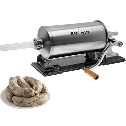 Horizontálna plnička 5 kg - 4 ['na plnenie klobás', ' na domáce klobásy', ' striekačka', ' gastronomická plnička', ' mäsiarsky nástroj', ' veľká plnička', ' plnička klobás', ' plnička údenín', ' horizontálna plnička']