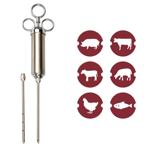 Injektor z nehrdzavejúcej ocele 60 ml + 2 ihly - 9 ['domáce údeniny', ' údenie', ' domáce výrobky', ' domáca výroba údenín', ' domáca paštéta', ' biela klobása', ' údenie klobásy', ' klobása', ' údeniny', ' mäso', ' domáce výrobky', ' obed']