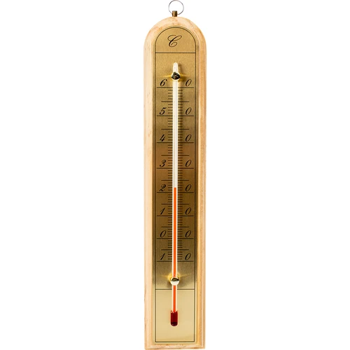 Izbový teplomer so zlatou stupnicou (-10°C do +60°C) 28cm mix  - 1 ['vnútorný teplomer', ' izbový teplomer', ' teplomer do vnútra', ' domáci teplomer', ' teplomer', ' drevený izbový teplomer', ' teplomer čitateľná stupnica', ' teplomer zlatá stupnica', ' teplomer na zavesenie']