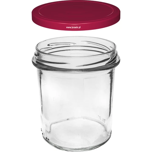 Jednoduchý pohár 350 ml (fi 82) s bordovým viečkom 6 ks. - 3 ['súprava pohárov', ' poháre na kvasenie', ' poháre na džemy', ' poháre s viečkami', ' poháre fi 82', ' poháre s viečkami 6 úchytov', ' poháre s bordovými viečkami', ' na zaváranie', ' na konzervovanie', ' na mäso', ' pohárovka']