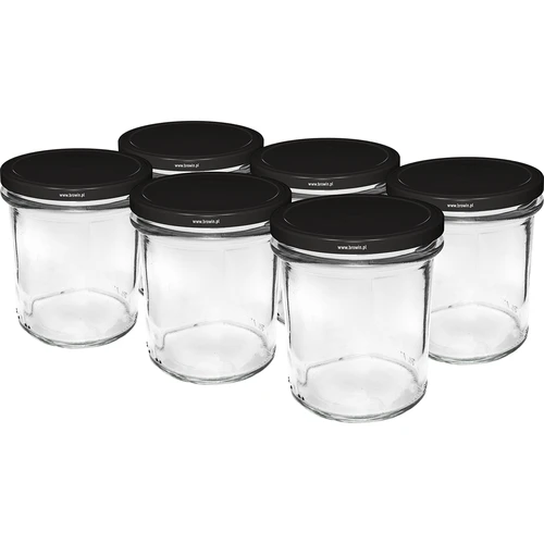 Jednoduchý pohár 350ml s čiernym viečkom fi82 - 6ks.  - 1 ['súprava pohárov', ' poháre na kvasenie', ' poháre na džemy', ' poháre s viečkami', ' poháre fi 82', ' poháre s viečkami 6 úchytov', ' poháre s čiernymi viečkami', ' na zaváranie', ' na konzervovanie', ' na mäso', ' pohárovka']