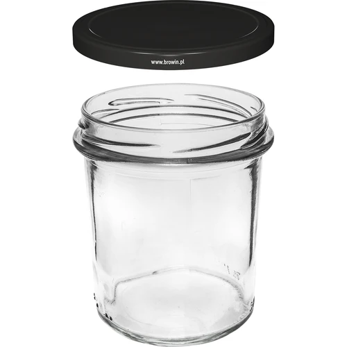 Jednoduchý pohár 350ml s čiernym viečkom fi82 - 6ks. - 3 ['súprava pohárov', ' poháre na kvasenie', ' poháre na džemy', ' poháre s viečkami', ' poháre fi 82', ' poháre s viečkami 6 úchytov', ' poháre s čiernymi viečkami', ' na zaváranie', ' na konzervovanie', ' na mäso', ' pohárovka']