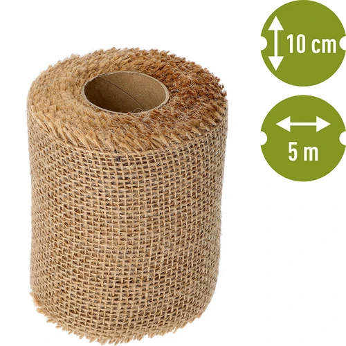 Jutová páska 10 cm/5 m - 4 ['jutová páska', ' jutová páska', ' páska na paradajky', ' páska na uhorky', ' prírodná páska', ' ekopáska', ' páska na viazanie', ' páska na ručné práce', ' jutová stuha']