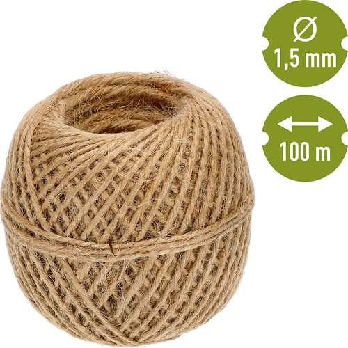 Jutový špagát 1,5 mm/100 m/100 g - 4 ['špagát z juty', ' jutový špagát', ' špagát na paradajky', ' špagát na uhorky', ' prírodný špagát', ' ekošpagát', ' špagát na makramé', ' špagát na viazanie', ' špagát na ručné práce']
