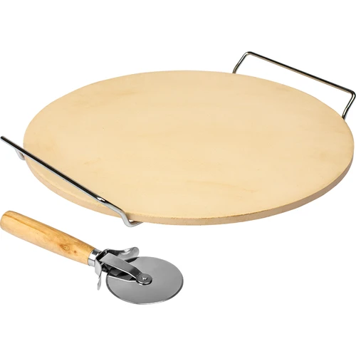 Kameň na pizzu s držadlom a nožom, z kordieritu, okrúhly 33 cm - 2 ['darček', ' domáca pizza', ' na pečenie pizze', ' na servírovanie pizze', ' na pečenie chleba', ' na pečenie žemlí']