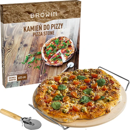 Kameň na pizzu s držadlom a nožom, z kordieritu, okrúhly 33 cm - 7 ['darček', ' domáca pizza', ' na pečenie pizze', ' na servírovanie pizze', ' na pečenie chleba', ' na pečenie žemlí']