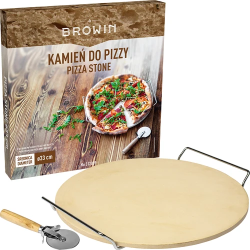 Kameň na pizzu s držadlom a nožom, z kordieritu, okrúhly 33 cm - 6 ['darček', ' domáca pizza', ' na pečenie pizze', ' na servírovanie pizze', ' na pečenie chleba', ' na pečenie žemlí']