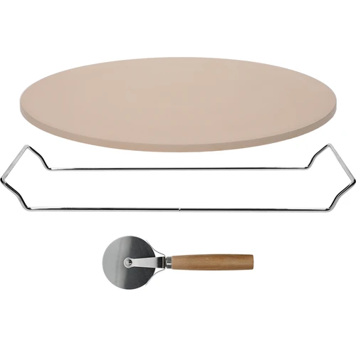 Kameň na pizzu s držadlom a nožom, z kordieritu, okrúhly 33 cm - 3 ['darček', ' domáca pizza', ' na pečenie pizze', ' na servírovanie pizze', ' na pečenie chleba', ' na pečenie žemlí']