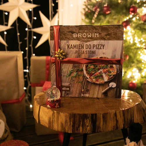Kameň na pizzu s držadlom a nožom, z kordieritu, okrúhly 33 cm - 19 ['darček', ' domáca pizza', ' na pečenie pizze', ' na servírovanie pizze', ' na pečenie chleba', ' na pečenie žemlí']