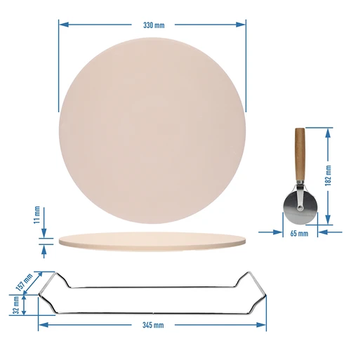 Kameň na pizzu s držadlom a nožom, z kordieritu, okrúhly 33 cm - 8 ['darček', ' domáca pizza', ' na pečenie pizze', ' na servírovanie pizze', ' na pečenie chleba', ' na pečenie žemlí']