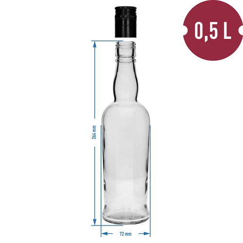 Kapitańska fľaša 500 ml so skrutkovacím uzáverom - 6 ks - 5 ['fľaša na whisky', ' sklenená fľaša', ' fľaša na domáce víno', ' priehľadná fľaša', ' fľaša so skrutkovacím uzáverom', ' fľaša 500 ml', ' monopolná fľaša']