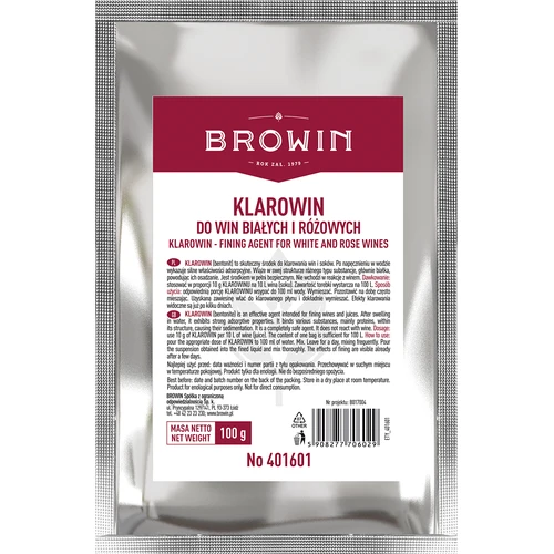 Klarowin - číriaci prostriedok 100 g  - 1 ['na čírenie vín a štiav', ' na biele a ružové vína', ' na odstránenie zakalenia', ' bentonit', ' domáce víno', ' číre víno']