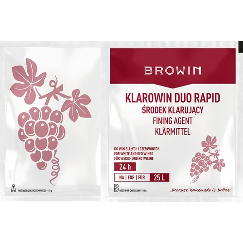 Klarowin Duo Rapid - chitozán + kremičitý prostriedok, 65 g  - 1 ['klarowin', ' na čírenie vín', ' číriaci prostriedok', ' prostriedok na zakalenie vo víne', ' chitozán na čírenie', ' kremičitý prostriedok na čírenie', ' číriaci prostriedok 24 h']