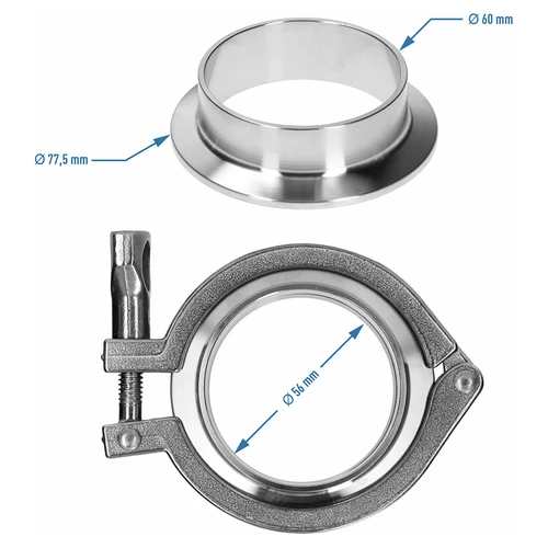 Kompletné spojenie Tri-Clamp 77,5 x 60 mm - 5 ['destilácia', ' zariadenia na destiláciu', ' destilačná kolóna', ' vybavenie na destiláciu', ' pálenie', ' technológia pálenia', ' profesionálna destilačná aparatúra', ' moderná destilácia', ' najlepšie riešenia pre destiláciu', ' odporúčané spájanie prvkov destilátorov', ' odporúčané na destiláciu']