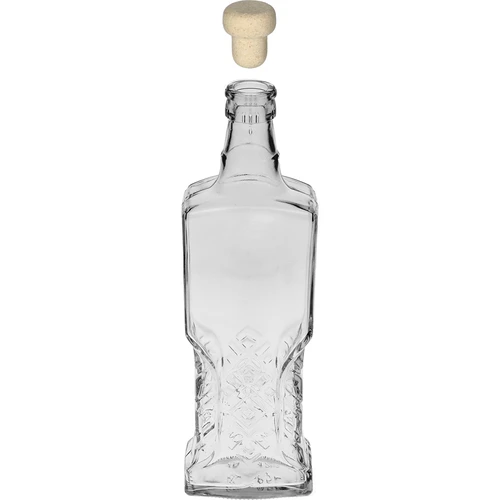 Kredencová fľaša 0,5 L s korkom - 2 ['ozdobná sklenená fľaša', ' fľaša s prírodným korkom', ' fľaša na likéry']