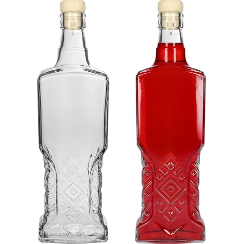 Kredencová fľaša 0,5 L s korkom - 4 ['ozdobná sklenená fľaša', ' fľaša s prírodným korkom', ' fľaša na likéry']