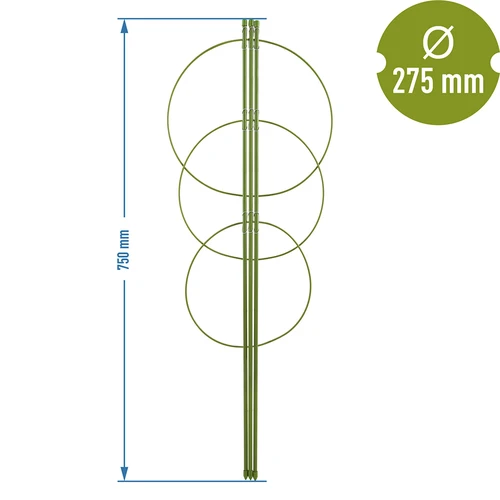Kruhová podpora pre rastliny 3 kruhy 0,7m - 2 ['podpora pre rastliny', ' podpora kruhová pre kríky', ' záhradná podpora', ' podpora na ruže', ' záhradná pergola', ' objímka pre rastliny', ' podperka pre rastliny', ' podpora kvetinová', ' podpora pre izbové rastliny', ' podpora pre hortenzie', ' podpora pre čučoriedky', ' podpora pre popínavé rastliny', ' zelená podpora', ' tmavozelená podpora pre rastliny', ' oceľová podpora pre rastliny s kruhmi']