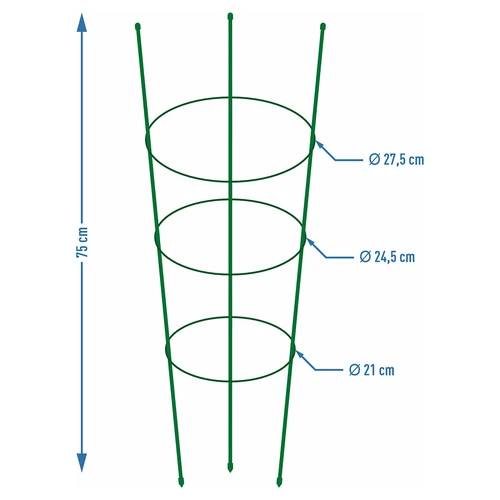Kruhová podpora pre rastliny 3 kruhy 0,7m - 2