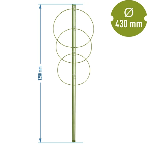 Kruhová podpora pre rastliny 3 kruhy 1,2m - 2 ['podpora pre rastliny', ' podpora kruhová pre kríky', ' záhradná podpora', ' podpora na ruže', ' záhradná pergola', ' objímka pre rastliny', ' podperka pre rastliny', ' podpora kvetinová', ' podpora pre izbové rastliny', ' podpora pre hortenzie', ' podpora pre čučoriedky', ' podpora pre popínavé rastliny', ' zelená podpora', ' tmavozelená podpora pre rastliny', ' oceľová podpora pre rastliny s kruhmi']