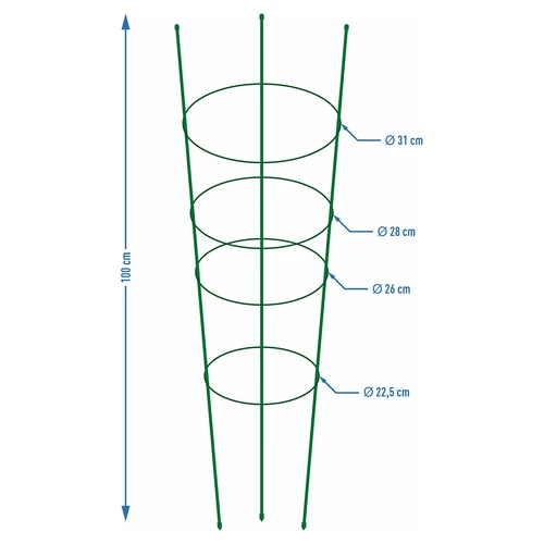 Kruhová podpora pre rastliny 4 kruhy 1m - 2
