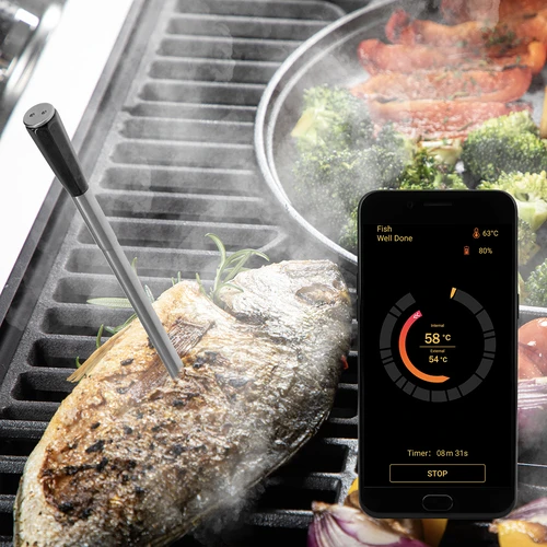 Kuchynský teplomer s bezdrôtovou sondou Bluetooth - 13 ['kuchynský teplomer', ' teplomer na potraviny', ' na varenie', ' na údenie', ' na pečenie', ' teplomer na mäso', ' na grilovanie', ' teplomer s bezdrôtovou sondou a bluetooth', ' inovatívny kuchynský teplomer', ' teplomer na koláče', ' presný teplomer s bluetooth', ' univerzálny teplomer', ' najlepší kuchynský teplomer', ' teplomer so sondou', ' teplomer s aplikáciou', ' nápad na darček', ' ako pohodlne kontrolovať teplotu jedál', ' odporúčaný kuchynský teplomer']