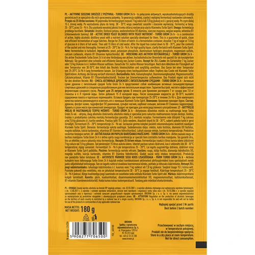 Kvasnice na destiláty Turbo Grom 24h - 3 ['kvasnice na alkohol', ' kvasnice na lieh', ' kvasnice na pálenku', ' kvasnice na samohon', ' kvasnice na mesačný svit', ' pálenka', ' samohon', ' mesačný svit', ' rýchla fermentácia']