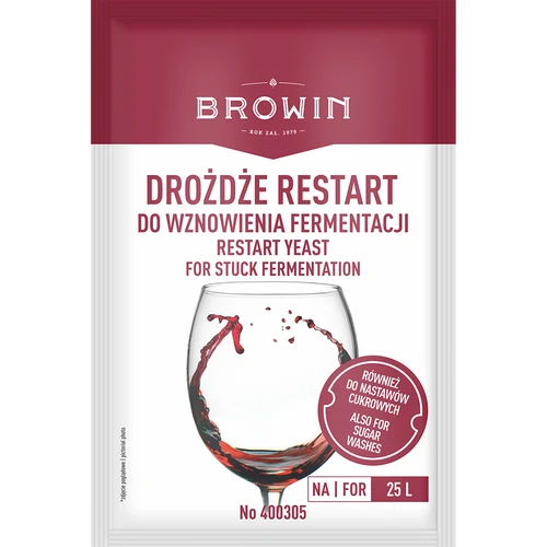 Kvasnice Restart - 22 g  - 1 ['reštart', ' kvasnice na reštart', ' na obnovenie fermentácie', ' vysokoalkoholizujúce kvasnice', ' kvasnice do náročných podmienok', ' fermentácia', ' kvasnice plus výživa', ' na nastavenie', ' na vína a kvas', ' do 18% alkoholu']