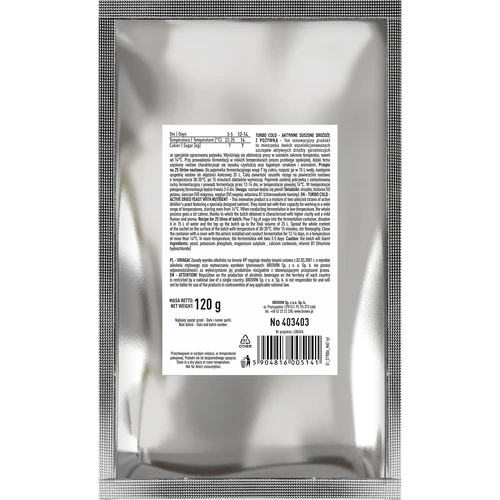Kvasnice Turbo Cold 120 g - 2 ['liehovarnícke kvasnice', ' liehovarnícke droždie', ' Turbo Cold kvasnice', ' kvasnice na pálenku', ' liehovarnícke kvasnice na fermentáciu alkoholu', ' liehovarníctvo', ' pálenka kvasnice', ' Black Label']