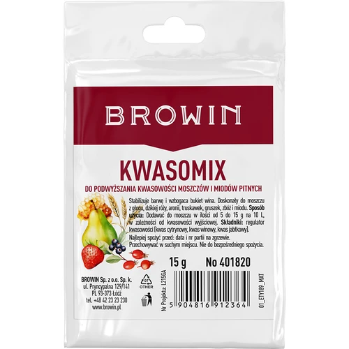 Kwasomix - regulátor kyslosti  - 1 ['kwasomix do vína', ' regulátor kyslosti do vína', ' kyselina citrónová', ' kyselina vínna', ' kyselina jablčná']