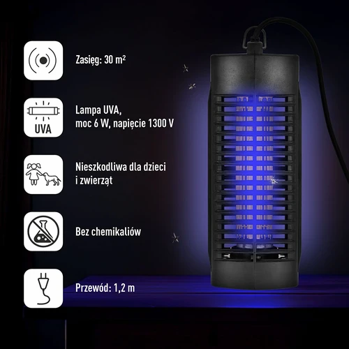 Lampa na hubenie hmyzu Manhattan UVA 6 W, čierna - 7 ['lampa na hubenie hmyzu', ' lampa na hubenie hmyzu UVA', ' lampa na hmyz', ' lampa na komáre', ' lampa na hubenie hmyzu', ' lampa odpudzujúca muchy a komáre', ' ochrana pred hmyzom', ' elektrická pasca na lietajúci hmyz', ' ochrana pred hmyzom bezpečná pre ľudí a zvieratá', ' ochrana pred komármi a muchami do domov a na terasy', ' eliminácia komárov', ' leto bez komárov', ' večery na terase bez hmyzu', ' gril bez hmyzu', ' kuchyňa bez hmyzu', ' ochrana v lete pred hmyzom', ' kompaktná lampa na hubenie hmyzu 6 W']