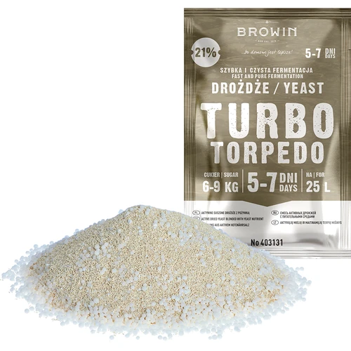Liehovarnícke kvasnice Turbo Torpedo 5-7 dní 21% 100g - 4 ['turbo kvasnice', ' liehovarnícke kvasnice', ' kvasnice na alkohol', ' na ovocné zápary', ' kvasnice na zemiaky', ' kvasnice na 21%', ' na pálenku', ' silné kvasnice', ' destilácia', ' na vysokopercentné zápary', ' kvasnice browin', ' kvasnice na whiskey', ' kvasnice na vodku zo zemiakov', ' domáce alkoholy']